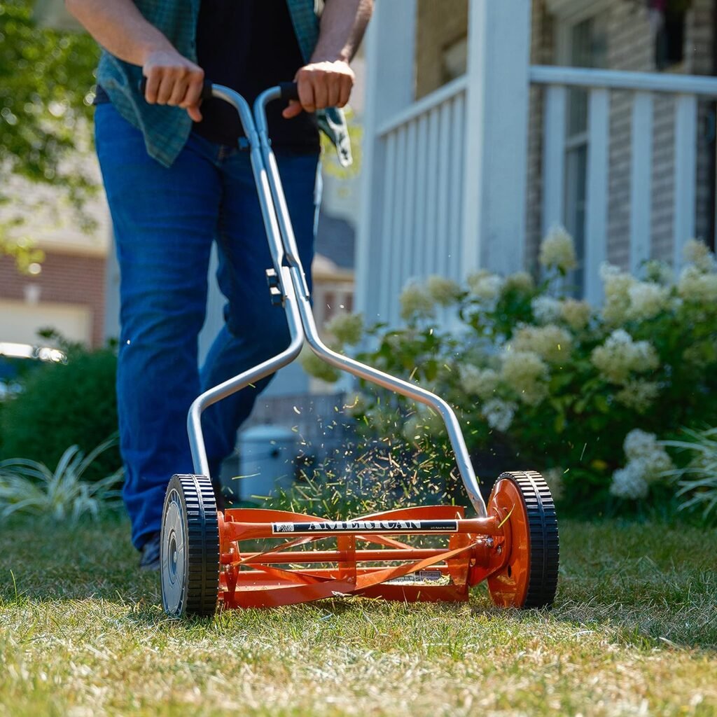 American Lawn Mower Company 1204-14 14-Inch 4-Blade Push Reel Lawn Mower, Red