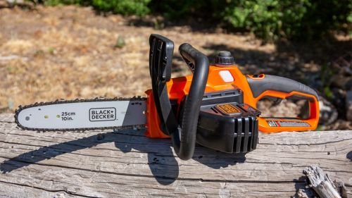 BLACK+DECKER 20V MAX Cordless Chainsaw with Extra Lithium Battery 2.0 Amp Hour (LLP120  LBXR2020-OPE)