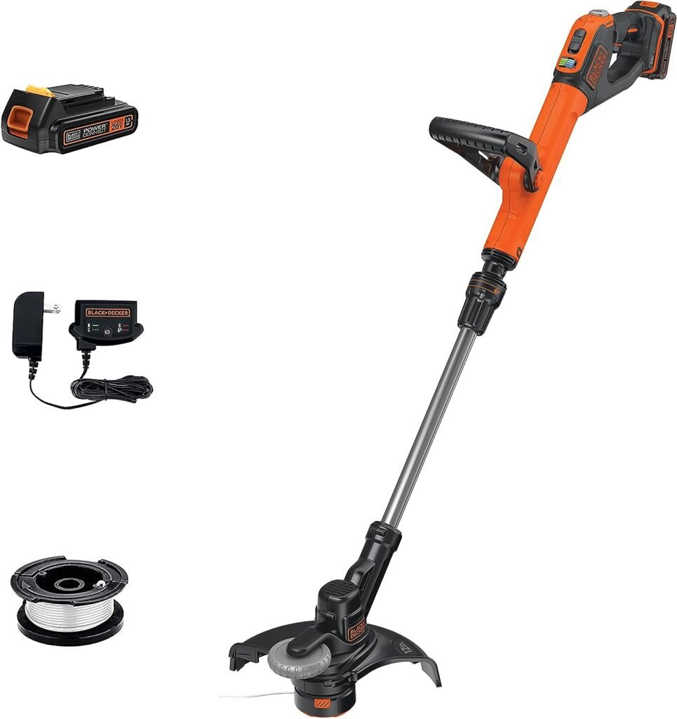 BLACK+DECKER 20V MAX String Trimmer and Edger, Cordless, 12 Inch, 2-Speed Control, 2 Batteries, Charger, and Spool Included (LSTE525)