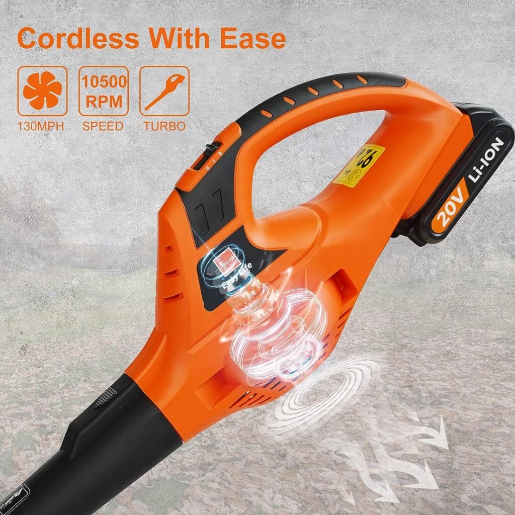 Cordless Leaf Blower,20V Handheld Electric Leaf Blowers with 2.0Ah Battery  Fast Charger, 2 Speed Mode, Lightweight Battery Powered Leaf Blowers for Patio, Yard, Sidewalk,Small Leaf Blowers