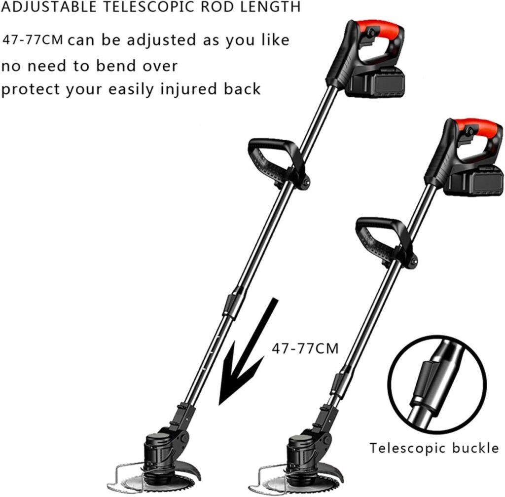 Cordless Weed Wacker Electric Weed Eater Battery Operated 2.0Ah, Brush Cutter String Trimmer,4 in 1 Wheeled Grass Trimmer Heavy Duty Metal Eater, Edger Lawn Tool 1 Battery Charger