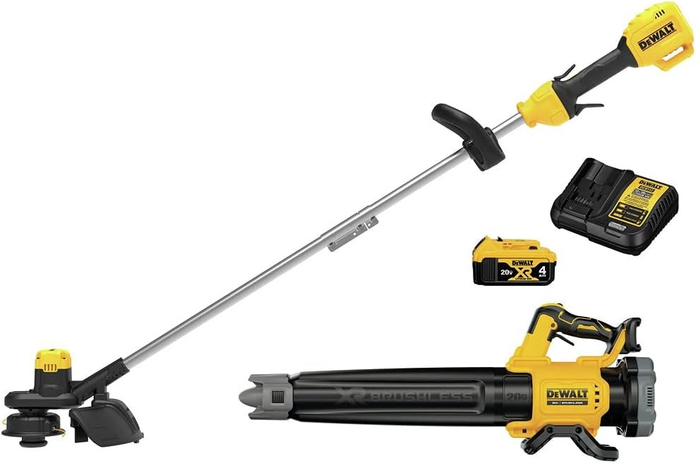 DEWALT 20V MAX String Trimmer and Leaf Blower Kit, Cordless, Battery  Charger Included (DCKO215M1),Yellow