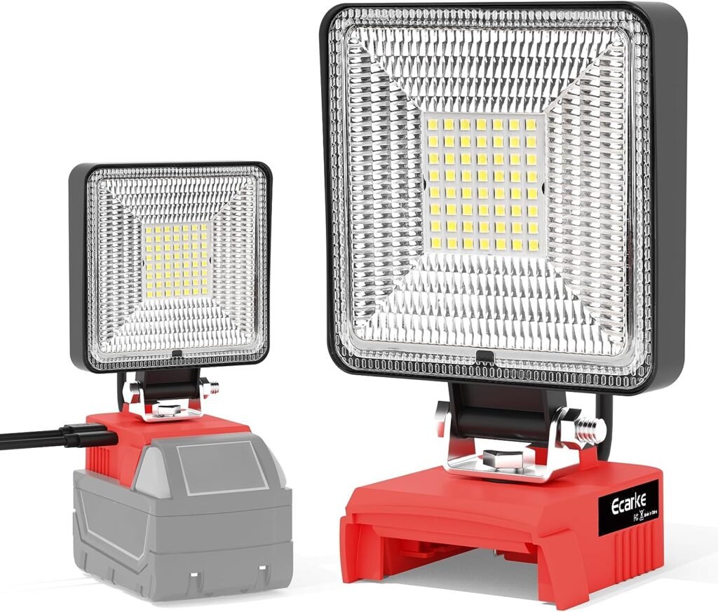 Ecarke Square LED Work Light 23W 2100LM Cordless LED Flood Work Lights for Milwaukee m18 18V Battery Lithium Light with Upgraded Low Voltage Protection  USBTYPEC Charging Port