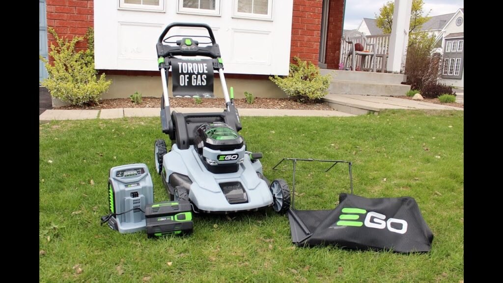 EGO Power+ LM2101 21-Inch 56-Volt Lithium-ion Cordless Lawn Mower 5.0Ah Battery and Rapid Charger Included  15-Inch String Trimmer, Blower Combo Kit with 2.5Ah Battery and Charger Included, Black