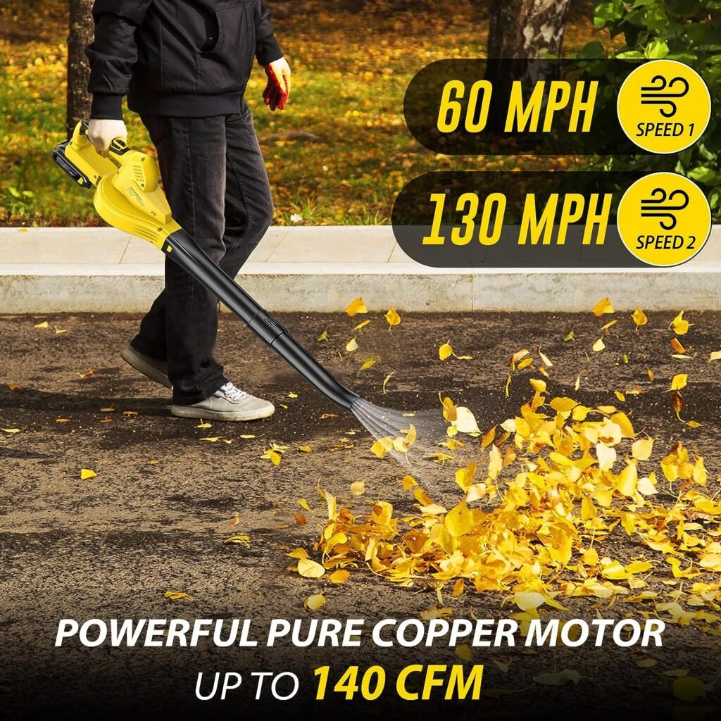 Electric Handheld Cordless Leaf Blower with 2 Batteries for Patio, Yard - 20V 140 CFM Lightweight, Battery Powered, Small