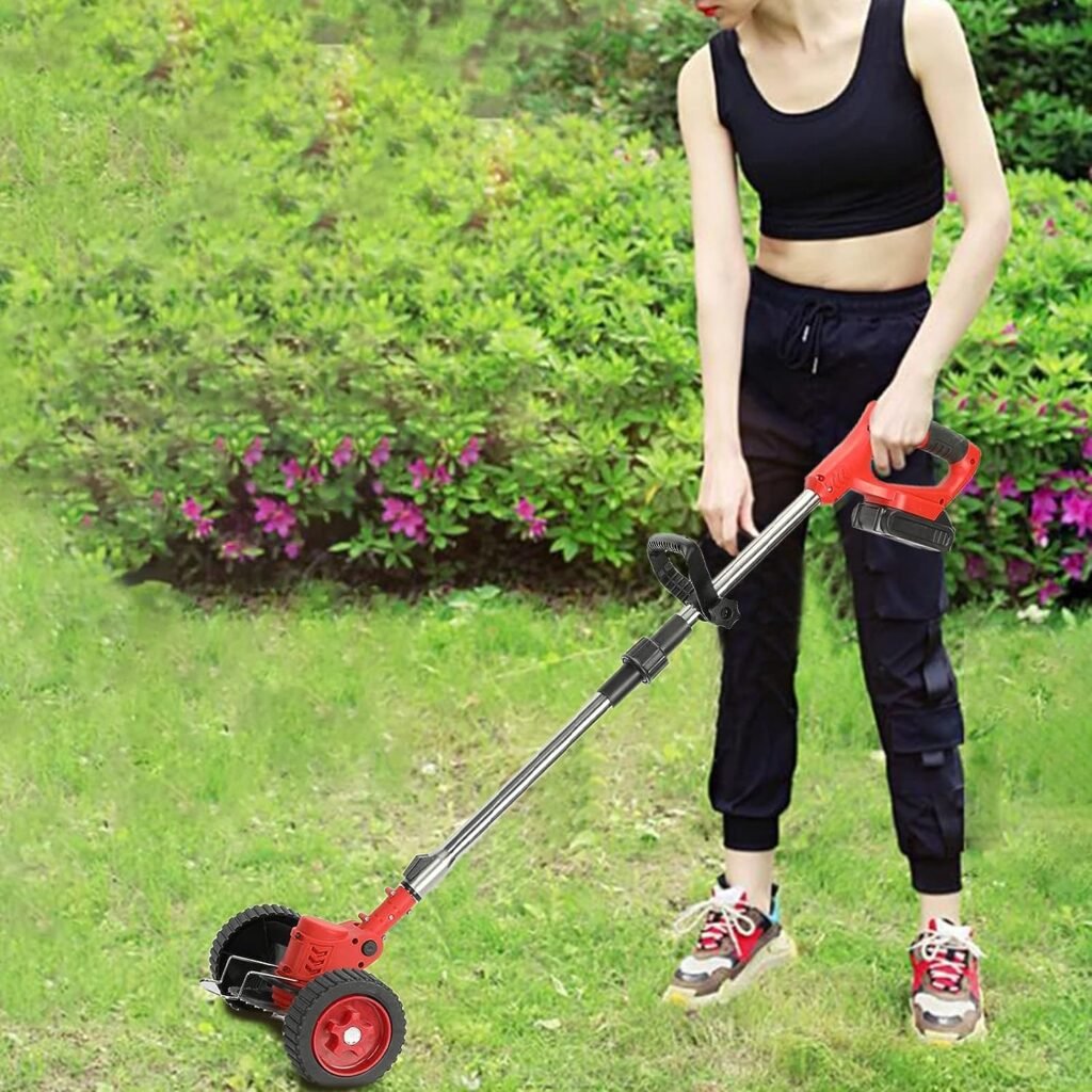 Electric Lawn Mower Grass Trimmer 24V 800W Full Functional Cordless String Trimmer Telescopic Rod D-Shaped Handle Weed Wacker Trimmer 20000 RPM Multi-Purpose Lightweight Bush Cutter for Garden Lawn