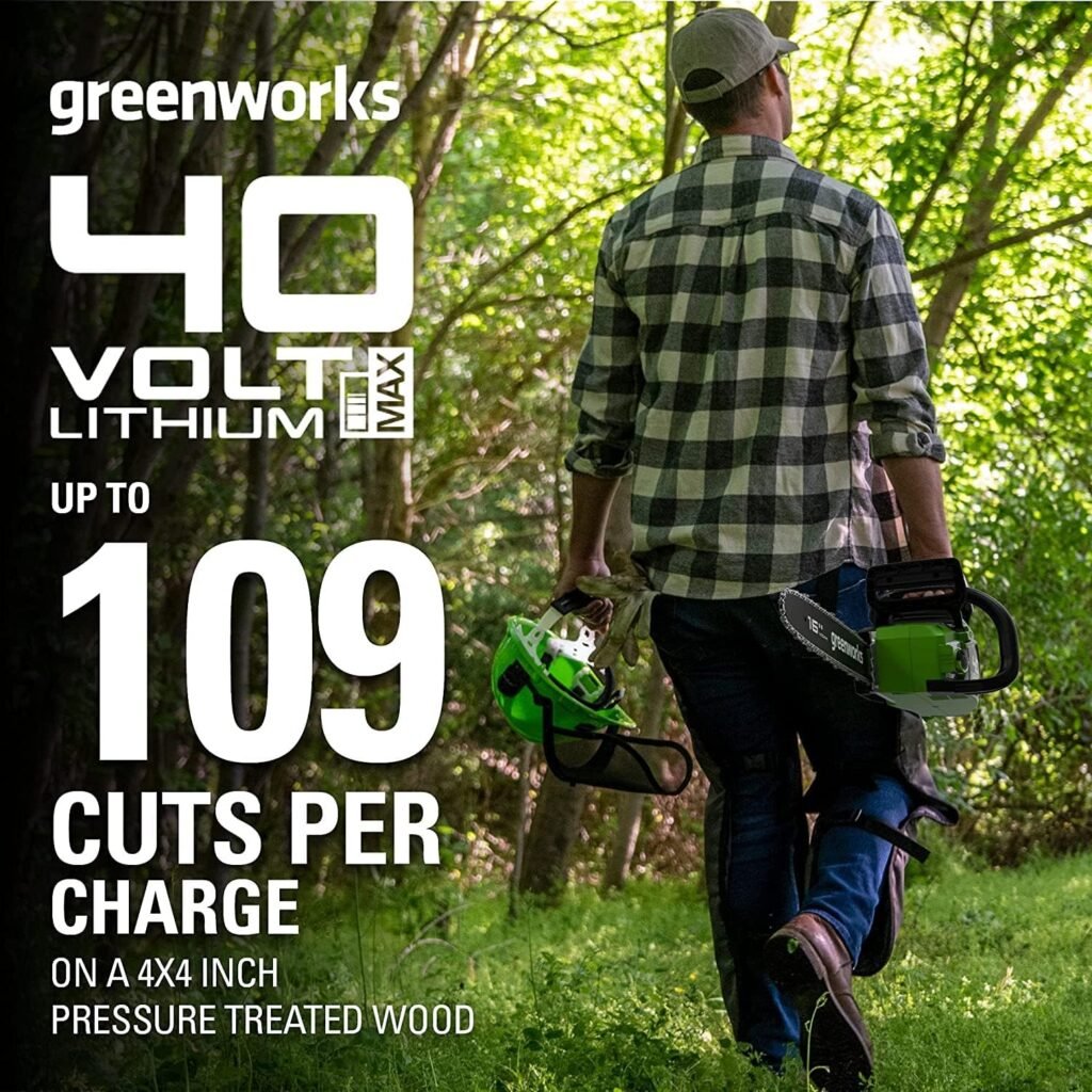 Greenworks 40V 16-inch Chainsaw with 4Ah USB Battery (Power Bank) and Standard Charger