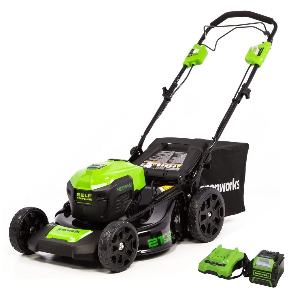 Greenworks 40V 20 Cordless Electric Lawn Mower, Leaf Blower (120 MPH / 500 CFM), 4.0Ah + 2.0Ah Battery and Charger