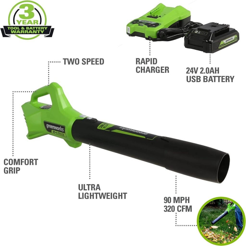 Greenworks 48V (2x24V) 21 Cordless Battery Self-Propelled Mower, 10 String Trimmer  320 CFM Blower Combo Kit w/ (2) 5.0Ah Batteries, (1) 2.0Ah Battery  Chargers