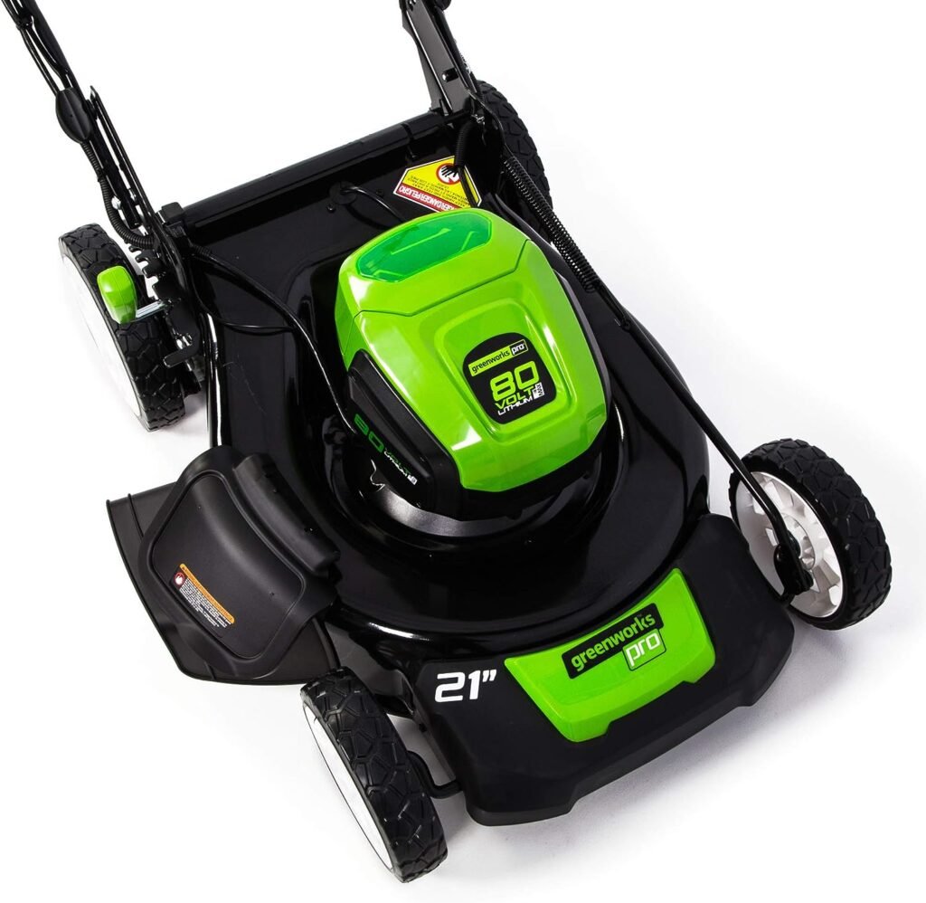 Greenworks Pro 21-Inch 80V Self-Propelled Cordless Lawn Mower, 5Ah Battery Included MO80L510 , Black, Green