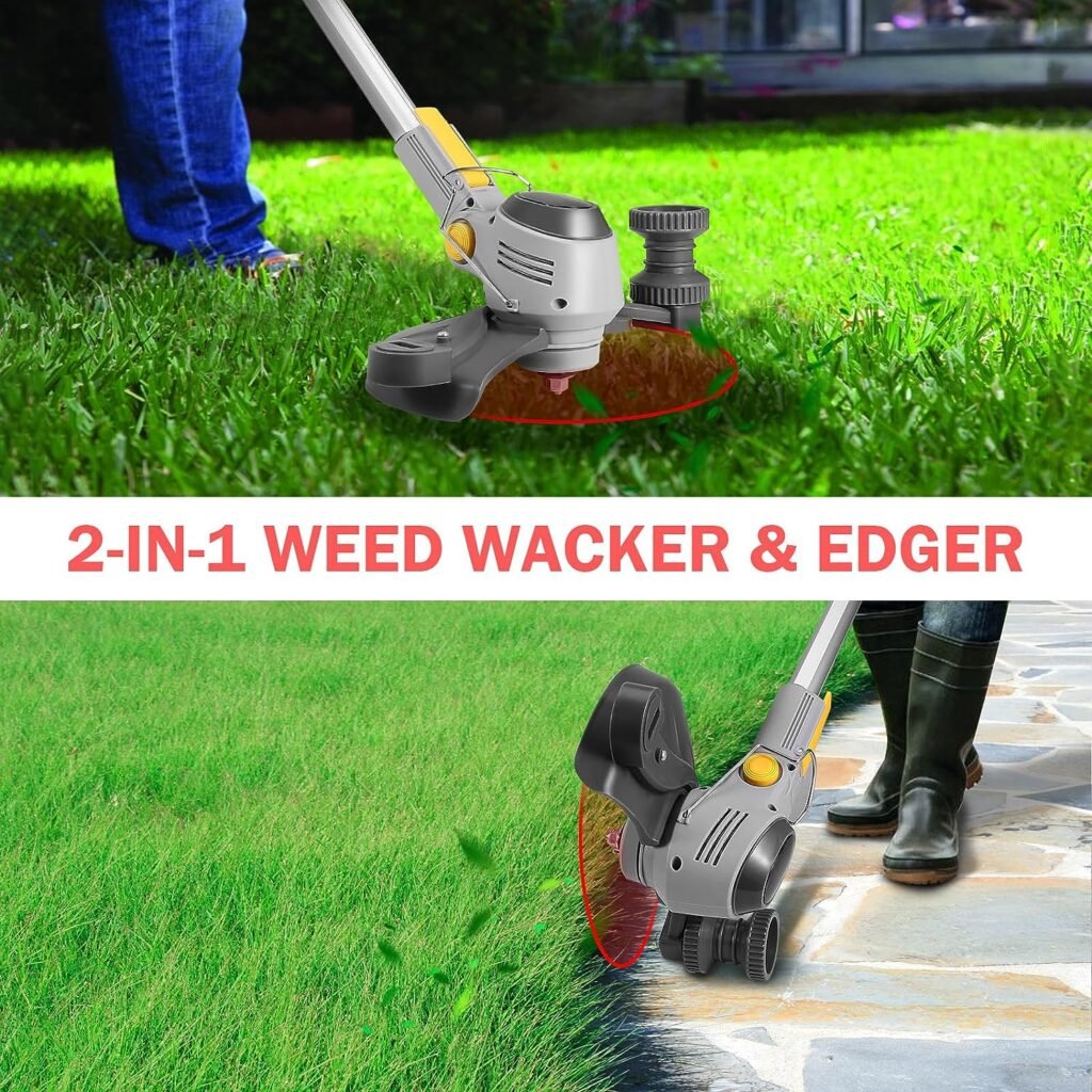 Korunria Weed Wacker/Edger with Battery Indicator, Cordless Weed Wacker with 2.5Ah Battery, Battery Operated Weed Trimmer 3-in-1, 20V Lightweight Edger Lawn Tool (Battery and Charger Included)