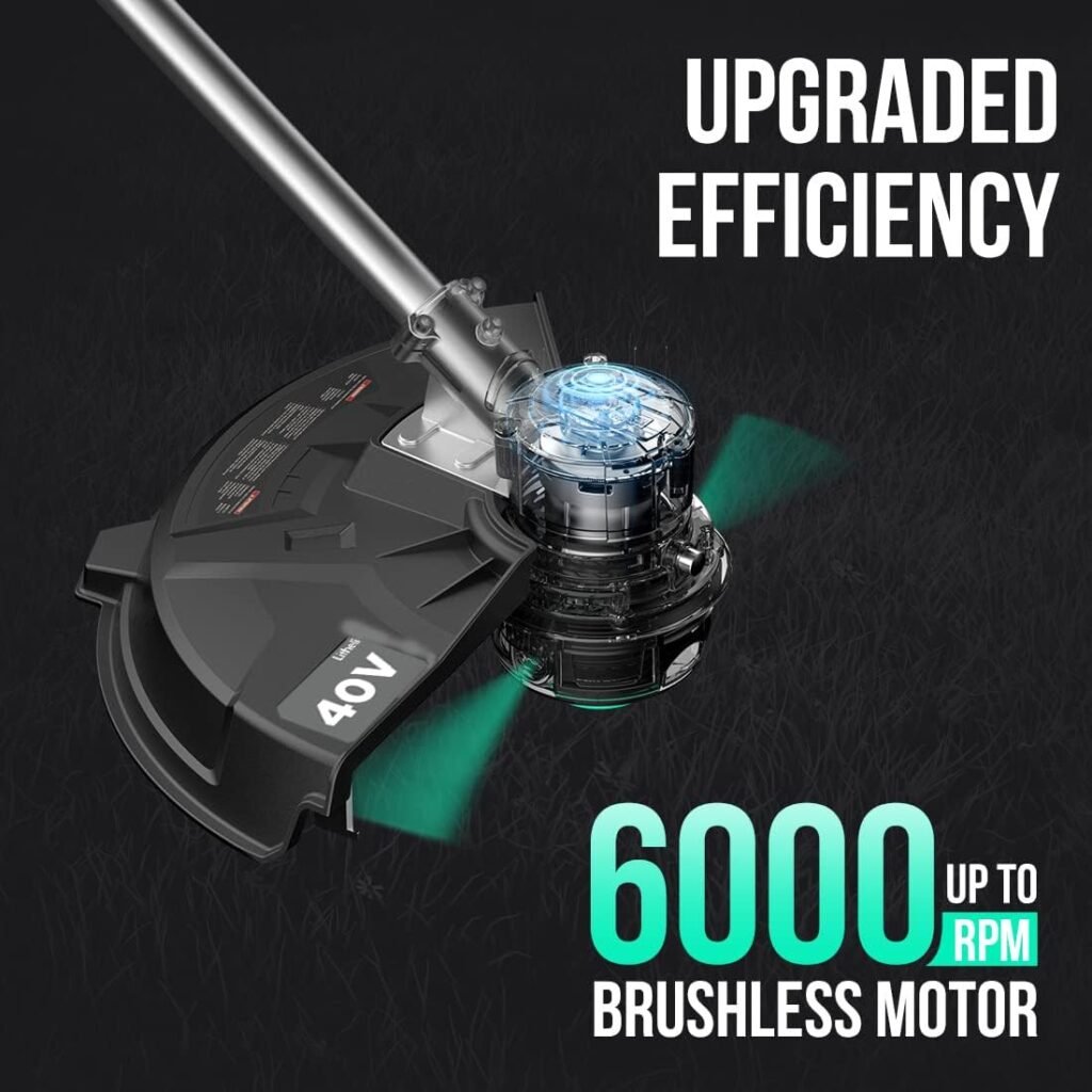 Litheli 40V Cordless String Trimmer Brushless Motor 14, Battery Powered 2 IN 1 Grass Trimmer and Brush Cutter, 2.0Ah Battery  Charger, Dual Line Bump Feed for Lawn Trimming, Brush Cutting, Lawn Care
