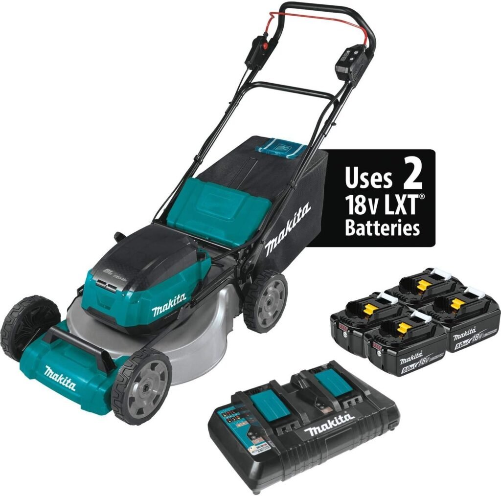 Makita XML07PT1 36V (18V X2) LXT® Brushless 21 Commercial Lawn Mower Kit with 4 Batteries (5.0Ah), Teal