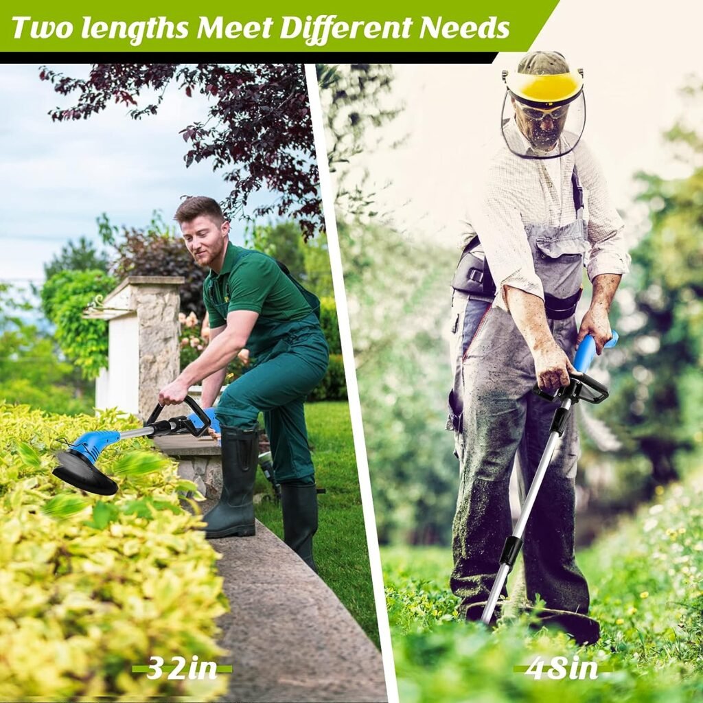 Mitrldro Cordless Weed Wacker, Weed Eater Battery Powered, Brush Cutter, Lawn Edger with 12V 2000mah Rechargeable Battery and 3 Types of Blades, Grass Trimmer Tools for The Garden and Yard