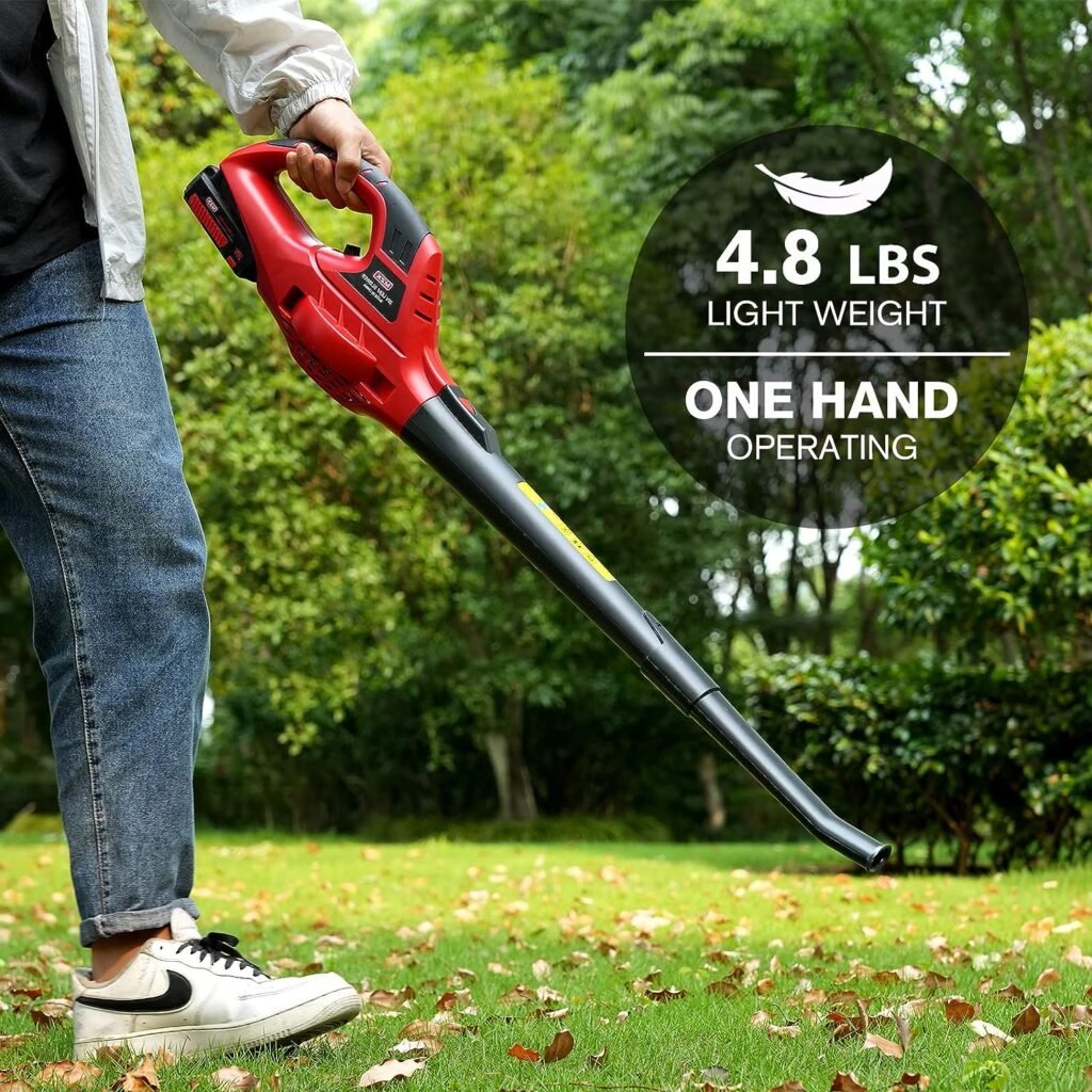 MZK Cordless Leaf Blower,20V Battery Powered Leaf Blower for Lawn Care, Electric Lightweight Mini Leaf Blower(Battery  Charger Included)