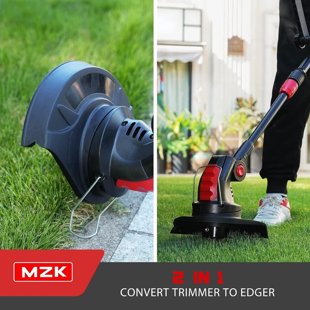 MZK String Trimmer, 20V Cordless Electric 12 Weed Eater with Replacement Spools (4 Pack), Battery Powered Lightweight Weed Grass Trimmer/Edger, 8000 RPM 12-in 5.1lb Battery and Charger Included