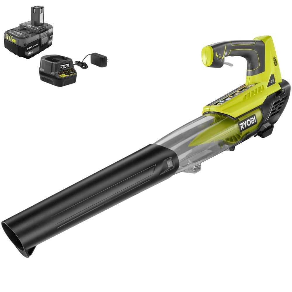 RYOBI ONE+ 100 MPH 280 CFM Variable-Speed 18-Volt Lithium-Ion Cordless Jet Fan Leaf Blower 4Ah Battery and Charger Included