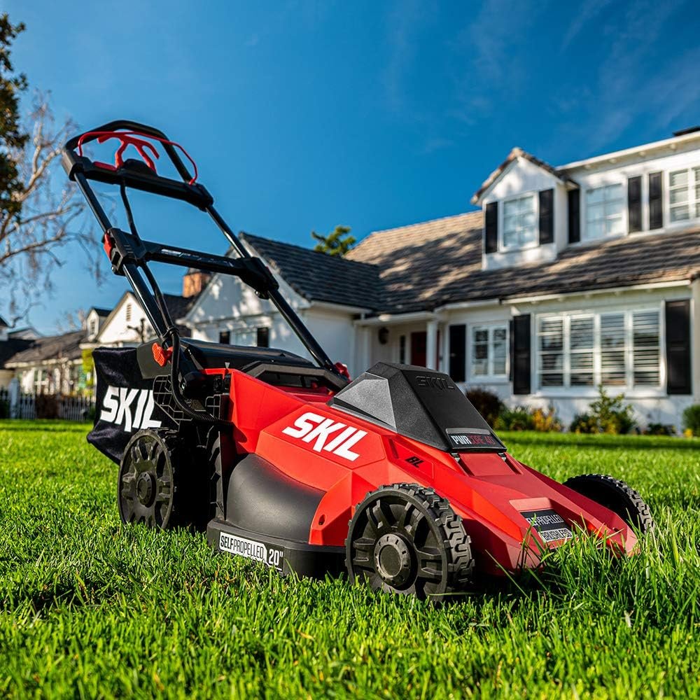 SKIL PWR CORE 40 Brushless 40V 20 Self Propelled Mower Kit with 7-Position Cutting Height Adjustment, Includes 5.0Ah Battery and Auto PWR Jump Charger - SM4910-10