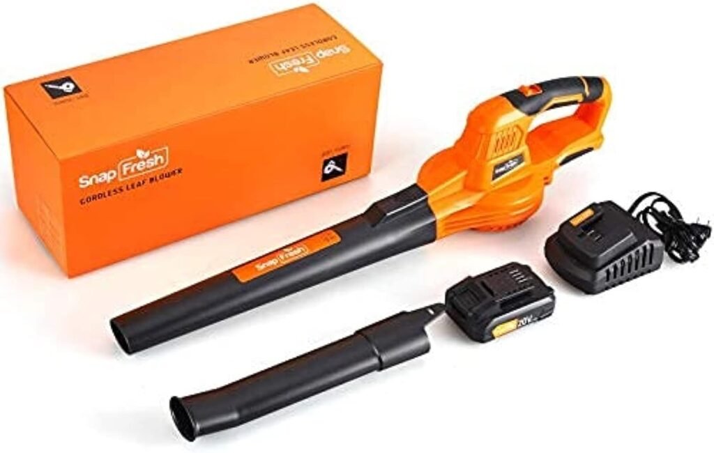 SnapFresh Leaf Blower -20V Cordless Leaf Blower with Battery  Charger, Electric Leaf Blower for Yard Cleaning, Lightweight Leaf Blower Battery Powered for Snow Blowing (Battery  Charger Included)