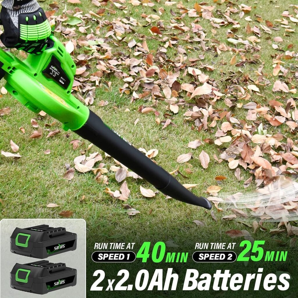 SOYUS Leaf Blower Cordless with Battery and Charger, 150 MPH 20V Electric Leaf Blower with Two-Speed Mode, Blowers for Lawn Care, Debris Dust Cleaning, Snow Blower