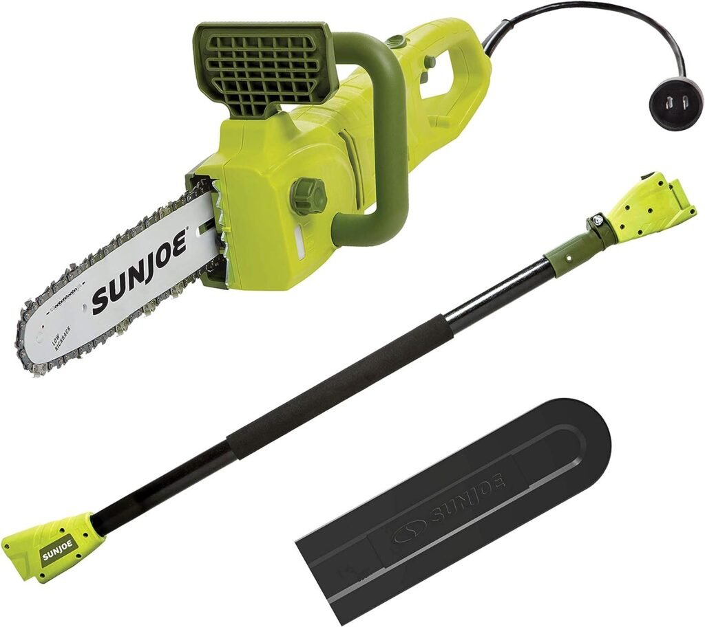 Sun Joe SWJ807E 10 inch 8.0 Amp Electric Convertible Pole Chain Saw, Green  Oregon Bar and Chain Oil for Chainsaws, 1 One Quart Bottle (32 fl.oz / 946 ml) (54-026)