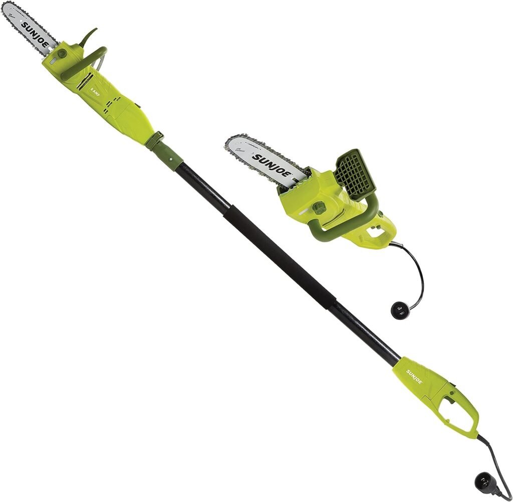 Sun Joe SWJ807E 10 inch 8.0 Amp Electric Convertible Pole Chain Saw, Green  Oregon Bar and Chain Oil for Chainsaws, 1 One Quart Bottle (32 fl.oz / 946 ml) (54-026)