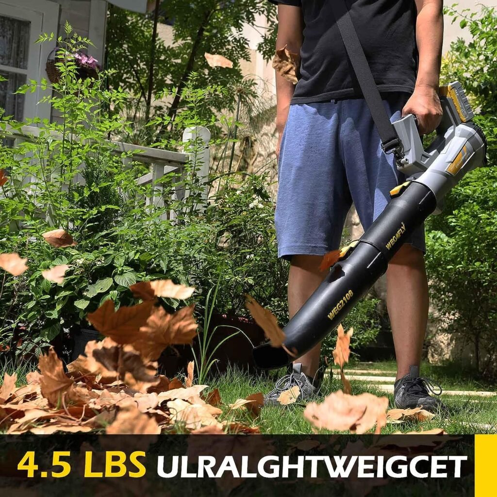 WeGofly Cordless Leaf Blower, 150-500 CFM Adjustable Electric Blowers for Lawn Care Cordless (Leaf Blower Cordless with 2 x 21V 6.0A Battery and Charger)-Battery Powered - WEG2108