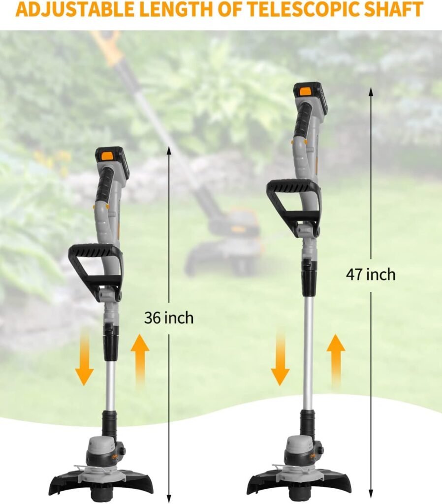 WORKSITE 20V Cordless String Trimmer/Edger, 20V 10 Inch Grass Trimmer with Auto Feed, 2 Trimmer Spool Line, 2.0Ah Battery and Charger Included, for Garden and Yard