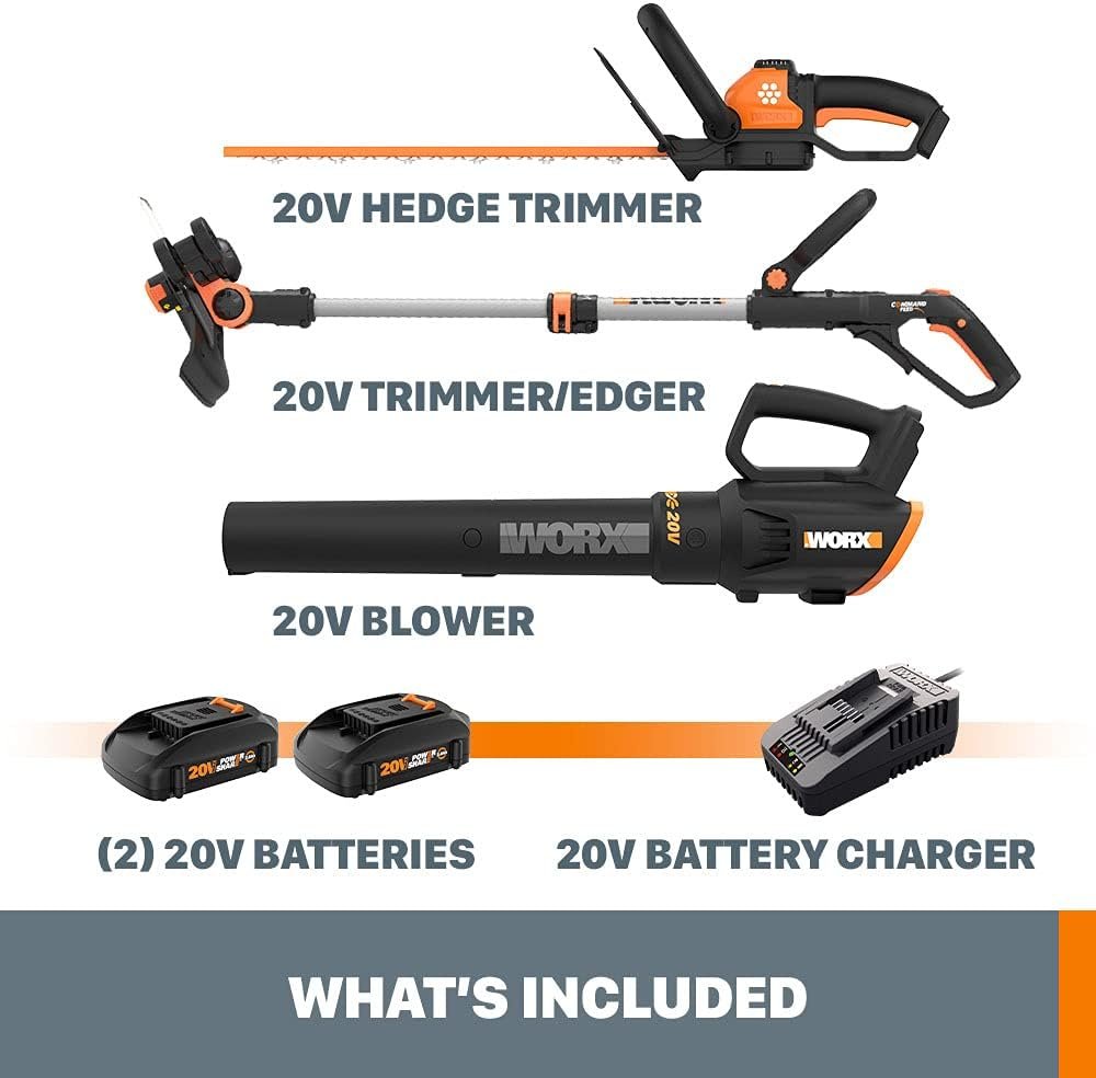 Worx 20V GT 3.0 + Turbine Blower + Hedge Trimmer (Batteries  Charger Included)