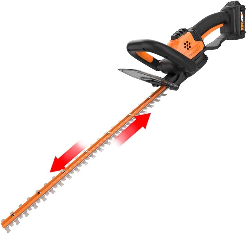 Worx WG323 20V Power Share 10 Cordless Pole/Chain Saw with Auto-Tension (Battery  Charger Included) and WG261 20V Power Share 22 Cordless Hedge Trimmer (Battery  Charger Included)